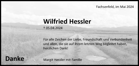 Traueranzeige von Wilfried Hessler von Schwäbische Post