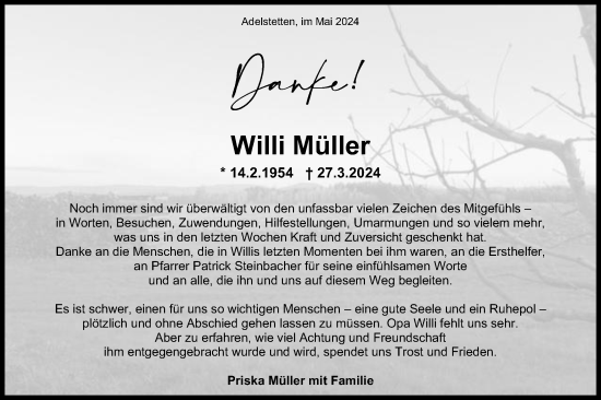 Traueranzeige von Willi Müller von Gmünder Tagespost