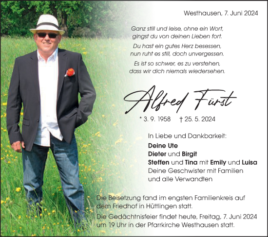 Traueranzeige von Alfred Fürst von Schwäbische Post