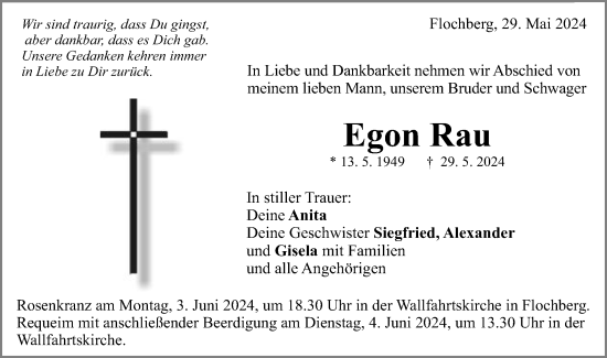 Traueranzeige von Egon Rau von Schwäbische Post