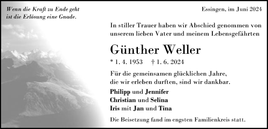 Traueranzeige von Günther Weller von Schwäbische Post