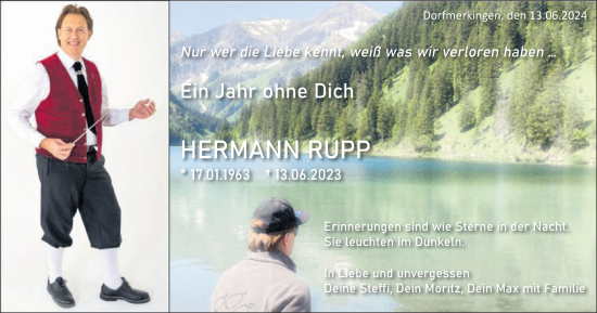 Traueranzeige von Hermann Rupp von Schwäbische Post