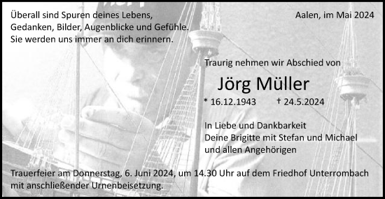 Traueranzeige von Jörg Müller von Schwäbische Post
