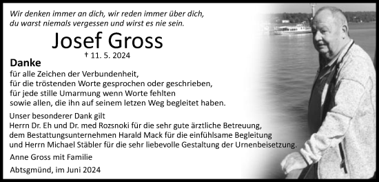 Traueranzeige von Josef Gross von Schwäbische Post