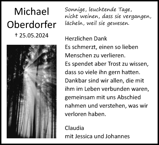 Traueranzeige von Michael Oberdorfer von Schwäbische Post