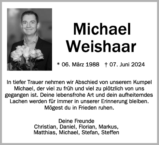 Traueranzeige von Michael Weishaar von Schwäbische Post