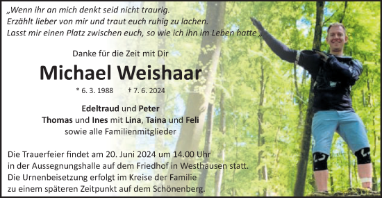 Traueranzeige von Michael Weishaar von Schwäbische Post