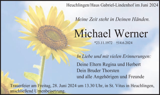 Traueranzeige von Michael Werner von Gmünder Tagespost