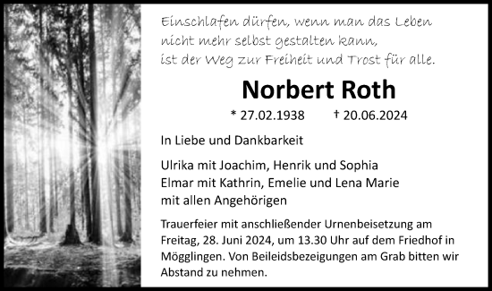 Traueranzeige von Norbert Roth von Schwäbische Post