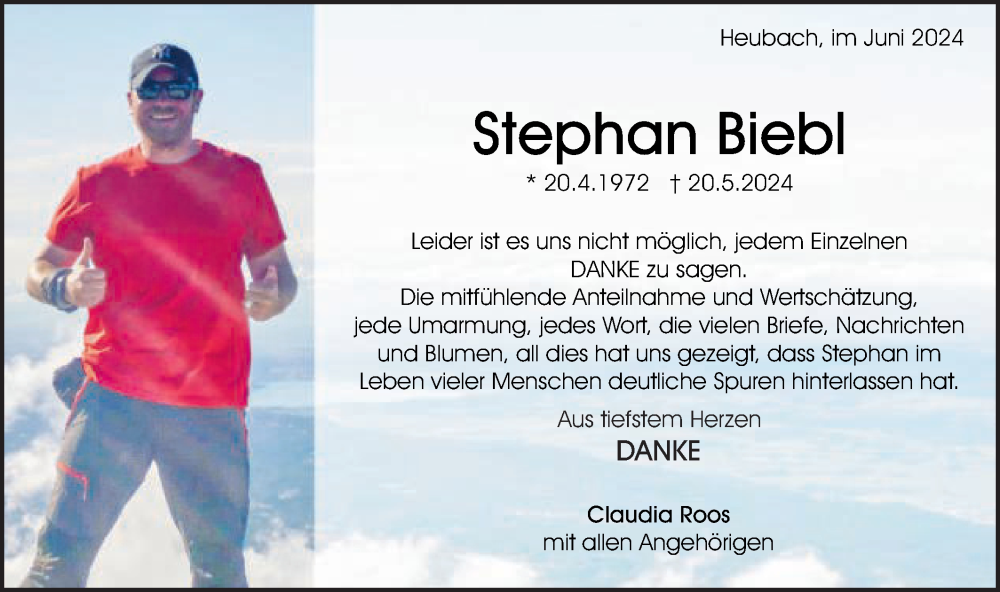  Traueranzeige für Stephan Biebl vom 08.06.2024 aus Gmünder Tagespost