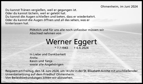 Traueranzeige von Werner Eggert von Schwäbische Post