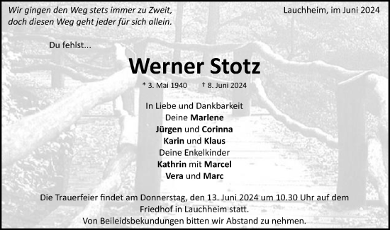 Traueranzeige von Werner Stotz von Schwäbische Post