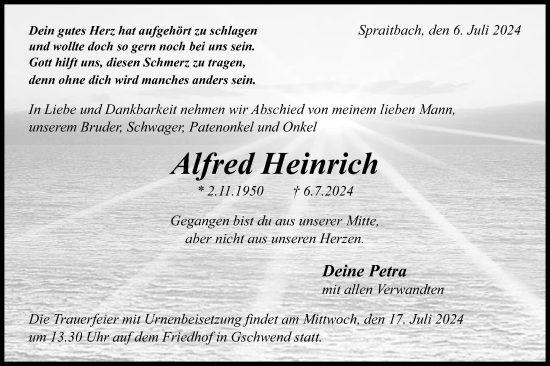 Traueranzeige von Alfred Heinrich von Gmünder Tagespost