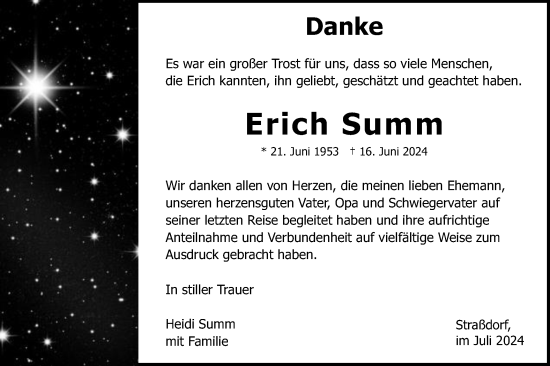 Traueranzeige von Erich Summ von Gmünder Tagespost