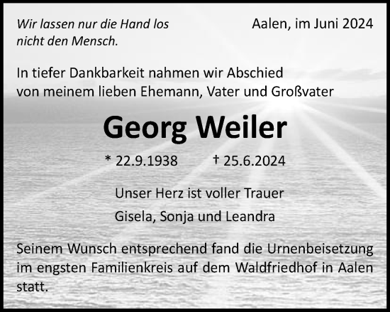 Traueranzeige von Georg Weiler von Schwäbische Post