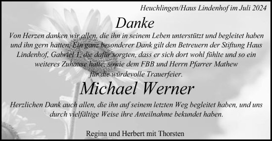 Traueranzeige von Michael Werner von Gmünder Tagespost