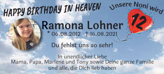 Traueranzeige von Ramona  Lohner  von Schwäbische Post