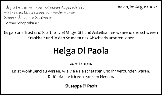 Traueranzeige von Helga Di Paola von Schwäbische Post
