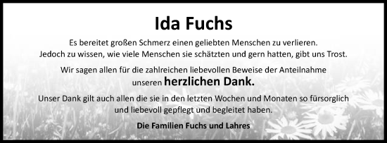 Traueranzeige von Ida Fuchs von Schwäbische Post