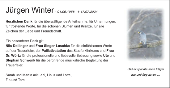 Traueranzeige von Jürgen Winter von Gmünder Tagespost