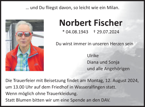 Traueranzeige von Norbert Fischer von Schwäbische Post