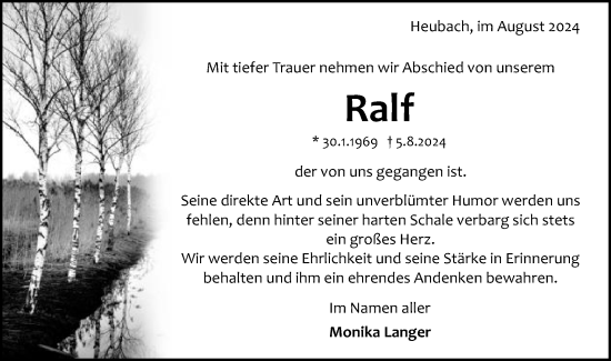 Traueranzeige von Ralf  von Gmünder Tagespost