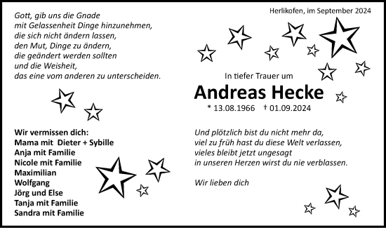 Traueranzeige von Andreas Hecke von Gmünder Tagespost