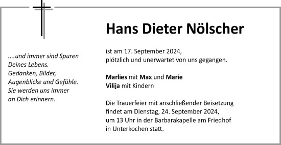 Traueranzeige von Hans Dieter Nölscher von OstalbTrauer