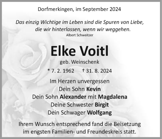 Traueranzeige von Elke Voitl von Schwäbische Post