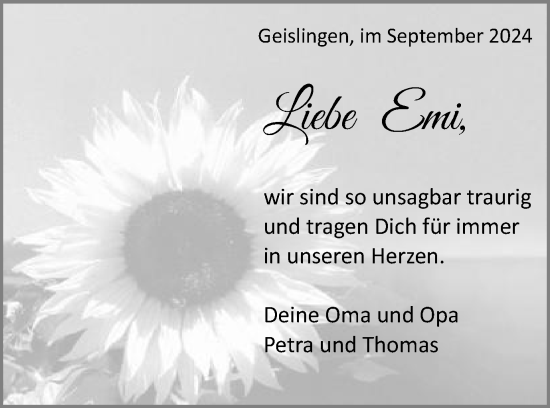 Traueranzeige von Emi  von Schwäbische Post