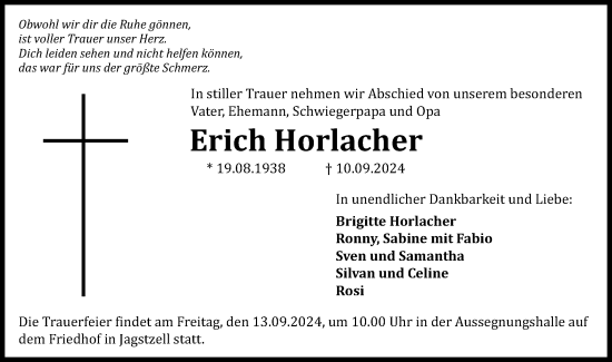 Traueranzeige von Erich Horlacher von Schwäbische Post