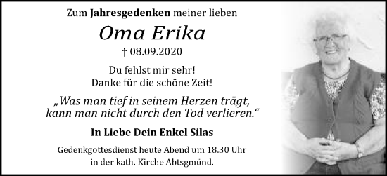 Traueranzeige von Erika Horlacher von Schwäbische Post