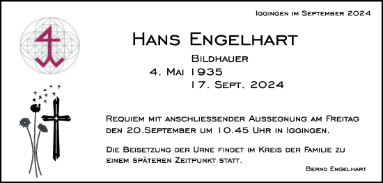Traueranzeige von Hans Engelhart von Gmünder Tagespost
