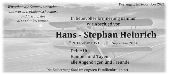 Traueranzeige von Hans-Stephan Heinrich von Gmünder Tagespost