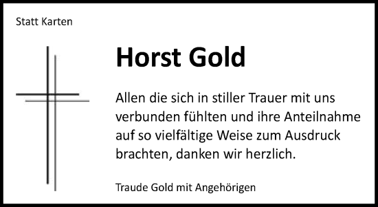 Traueranzeige von Horst Gold von Schwäbische Post