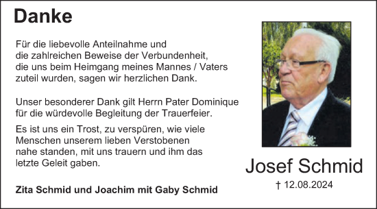 Traueranzeige von Josef Schmid von Schwäbische Post