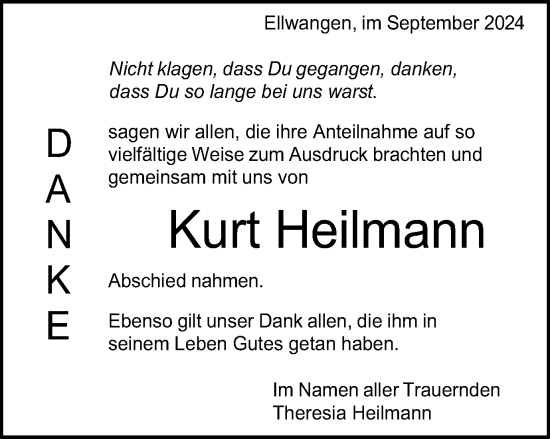 Traueranzeige von Kurt Heilmann von Schwäbische Post