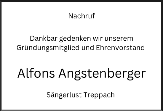 Traueranzeige von Alfons Angstenberger von Schwäbische Post