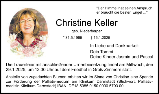 Traueranzeige von Christine Keller von Schwäbische Post