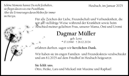 Traueranzeige von Dagmar Müller von Gmünder Tagespost