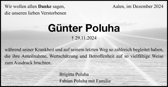 Traueranzeige von Günter Poluha von Schwäbische Post