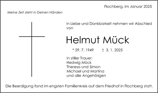 Traueranzeige von Helmut Mück von Schwäbische Post