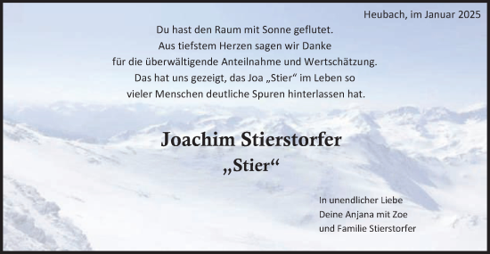 Traueranzeige von Joachim Stierstorfer von Gmünder Tagespost
