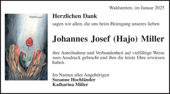 Traueranzeige von Johannes Josef Miller von Gmünder Tagespost