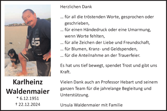 Traueranzeige von Karlheinz Waldenmaier von Gmünder Tagespost