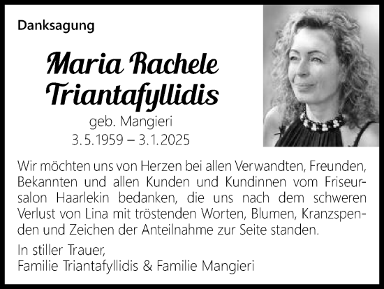 Traueranzeige von Maria Rachele Triantafyllidis von Gmünder Tagespost