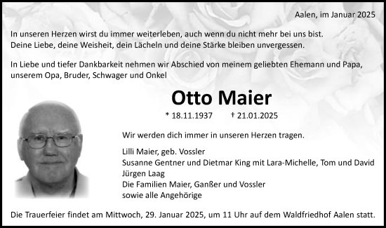 Traueranzeige von Otto Maier von Schwäbische Post