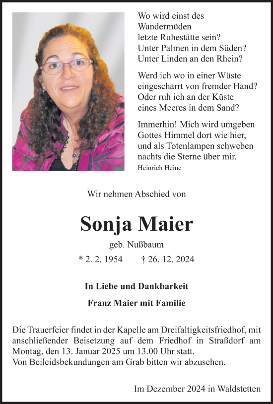Traueranzeige von Sonja Maier von Gmünder Tagespost