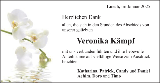 Traueranzeige von Veronika Kämpf von Gmünder Tagespost