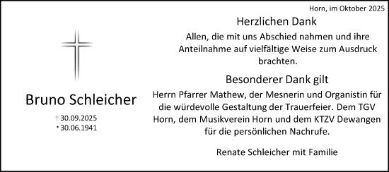 Traueranzeige von Bruno Schleicher von Gmünder Tagespost